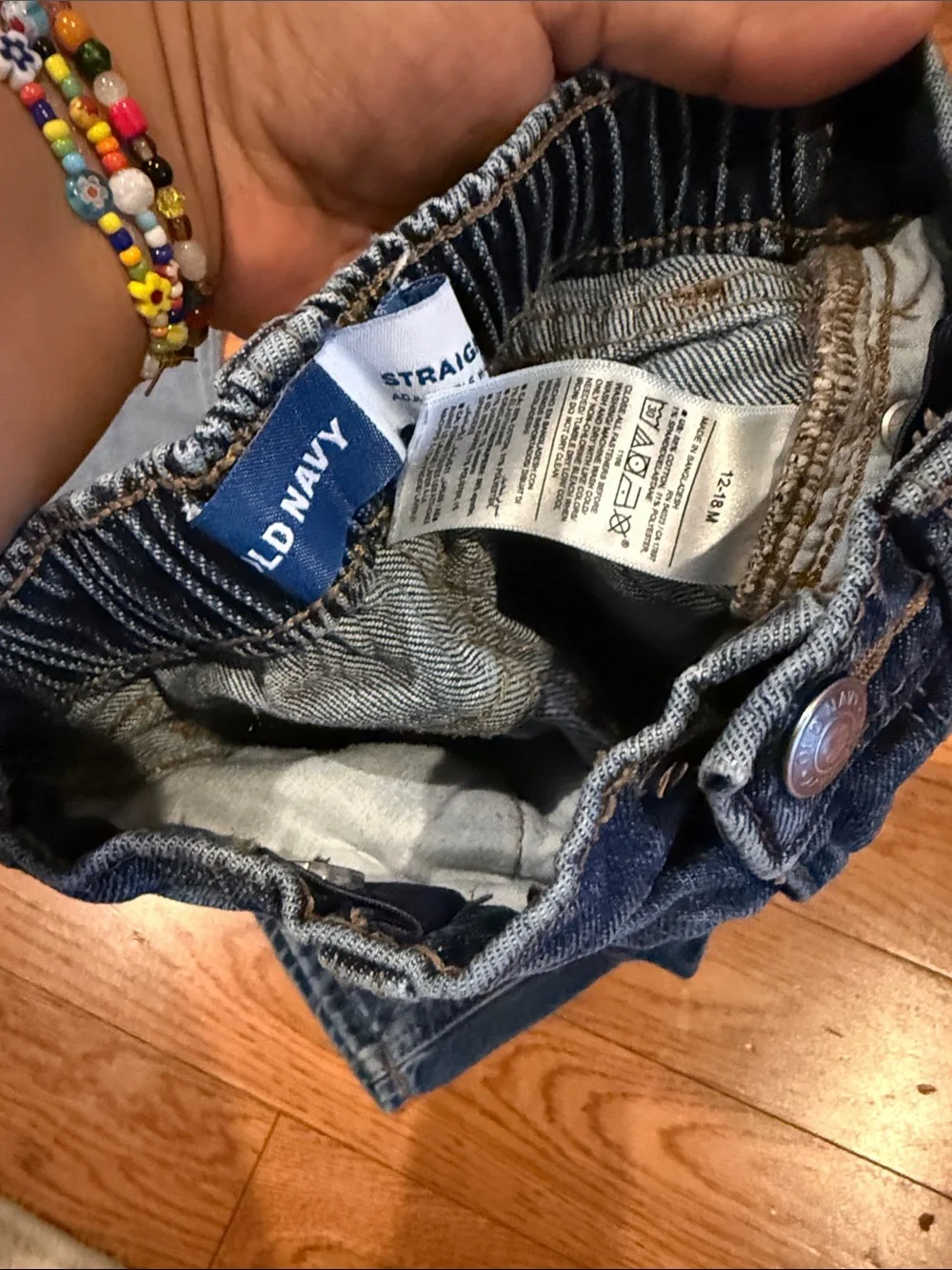 Old Navy Boys Blue Denim Shirt & Navy/Gold Striped Hoodie Set